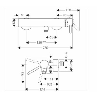 Sprchová batéria Hansgrohe Axor Starck bez sprchového setu 150 mm chróm 10611000