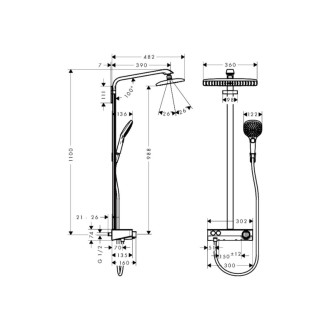 Sprchový systém Hansgrohe Raindance E na stenu s termostatickou batériou chróm 27288000