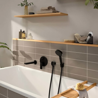 Vaňová batéria Hansgrohe Rebris E bez podomietkového telesa matná čierna 72469670