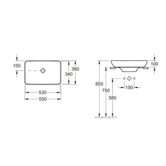 Umývadlo na dosku Villeroy &amp; Boch 55x36 cm 411355R1
