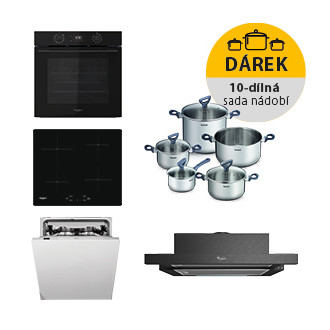 Akční set spotřebičů Whirlpool trouba OMK58CU1SB + indukční deska WSQ7360NE + myčka  WIC3C26F + digestoř AKR7491NB