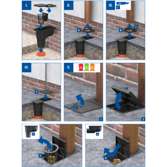 SaniVia Lapač strešných splavenín spodný D110 sivý, hranaté veko 325 Hs