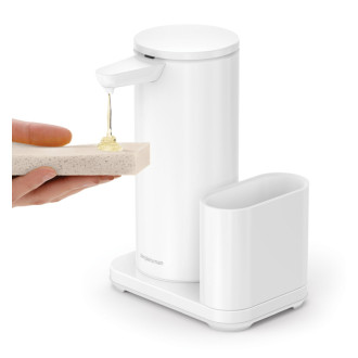 Bezdotykový dávkovač mydla Simplehuman 414 ml + držiak na hubku biela oceľ SHST1081