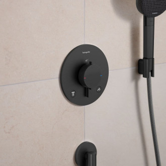 Sprchová a vaňová batéria Hansgrohe Ecostat Comfort S bez podomietkového telesa kartáčovaný čierny chróm 33715340