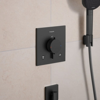 Sprchová a vaňová batéria Hansgrohe Ecostat Comfort E bez podomietkového telesa kartáčovaný čierny chróm 33716340