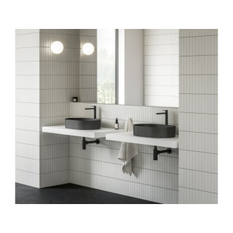 Umývadlo na dosku Ravak Ceramic Slim 55x37 cm čierna mat bez otvoru pre batériu, bez prepadu XJX0D155000
