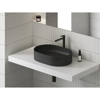 Umývadlo na dosku Ravak Ceramic Slim 55x37 cm čierna mat bez otvoru pre batériu, bez prepadu XJX0D155000