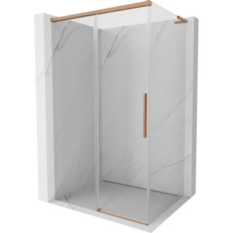 Mexen Rox L posuvný sprchovací kút 90 x 120 cm, priehľadný, kartáčovaná meď - 8C2L-090-120-65-00