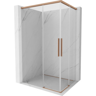 Posuvný sprchovací kút Mexen Rox Duo 95 x 90 cm, priehľadný, kartáčovaná meď - 8C2D-095-090-65-00