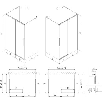 Mexen Rox-3S L trojstenný posuvný sprchovací kút 90 x 100 cm, priehľadný, kartáčovaná meď - 8C2L-090-100-65-00-3S