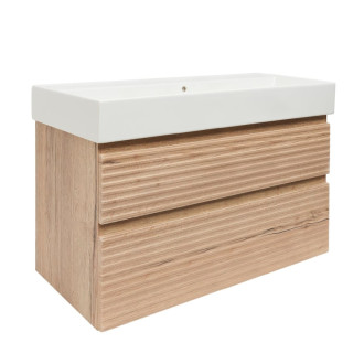 Kúpeľňová skrinka 2 zásuvková s umývadlom Naturel Savona 98x53x44, 8 cm dub Halifax mat SAVONA2100DHSAT