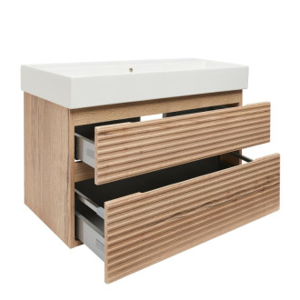 Kúpeľňová skrinka 2 zásuvková s umývadlom Naturel Savona 98x53x44, 8 cm dub Halifax mat SAVONA2100DHSAT