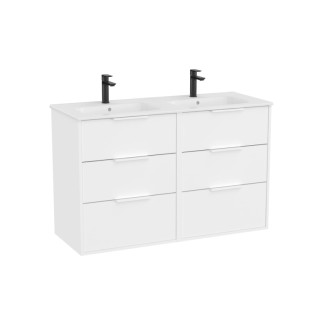 Kúpeľňová skrinka s dvojumývadlom Roca Optica 120x58x45,5 cm biela matná mat OPT1203ZBM