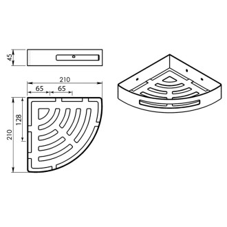 SMART rohová polička do sprchy, 210x45x210mm, biela matná 247902