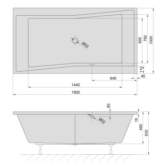 QUEST SLIM obdĺžniková vaňa 190x100x49cm, biela 78531S