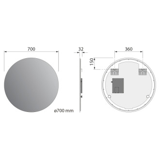 VELUR okrúhle zrkadlo s LED podsvietením ø 70cm