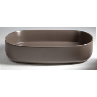 INFINITY OVAL keramické umývadlo na dosku, 55x36cm, taupe