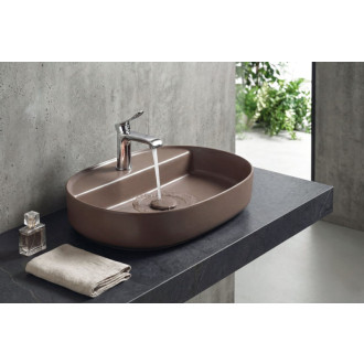INFINITY OVAL keramické umývadlo na dosku, 60x40cm, taupe