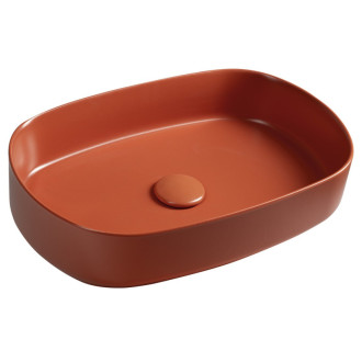 INFINITY OVAL keramické umývadlo na dosku, 55x36cm, terracotta