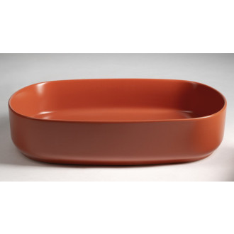 INFINITY OVAL keramické umývadlo na dosku, 55x36cm, terracotta
