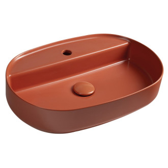 INFINITY OVAL keramické umývadlo na dosku, 60x40cm, terracotta