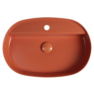 INFINITY OVAL keramické umývadlo na dosku, 60x40cm, terracotta