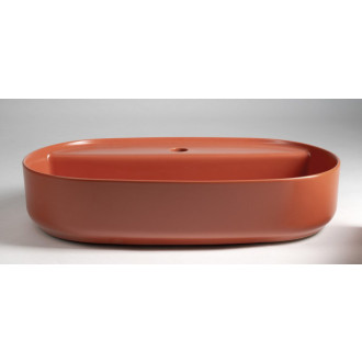 INFINITY OVAL keramické umývadlo na dosku, 60x40cm, terracotta