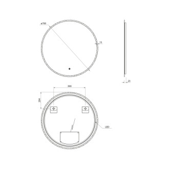URSA okrúhle zrkadlo s LED osvetlením ø 70cm, dotykový senzor, stmievateľné