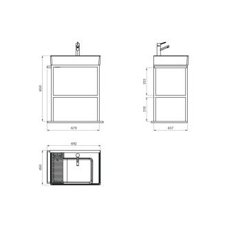 ARYA podstavec pod umývadlo 680x850x450mm, čierna