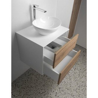 ZANYA umývadlová skrinka 60x50x46cm, biela mat/dub emporio