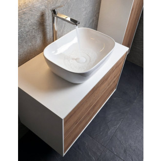 ZANYA umývadlová skrinka 80x50x46cm, biela mat/dub emporio