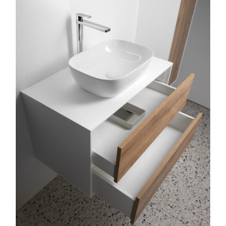 ZANYA umývadlová skrinka 80x50x46cm, biela mat/dub emporio