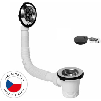 CERANO - Vaňová súprava - flexi prepad 520-700mm - zátka s retiazkou - 6/4" - nerez mriežky