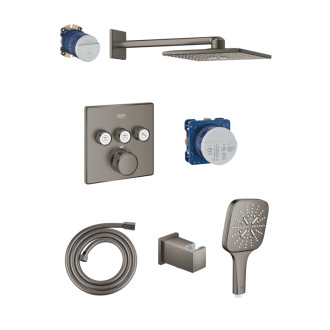 Sprchový systém Grohe s termostatickou batériou kartáčovaný hard graphite GBAL9