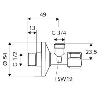 Schell COMFORT ventil pračkový 1/2" x 3/4" 033000699
