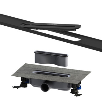 Sprchový žlab Kaldewei Flowline Zero 90 cm nerez černá mat 940000010676+687744800000