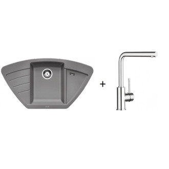 Set drezu a batérie Blanco ZIA 9E aluminium + MIDA aluminiu SET12MILAAL