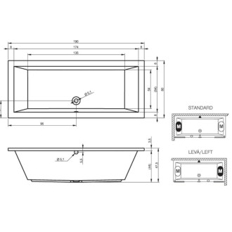 Obdĺžniková vaňa Riho Lusso 190x80 cm akrylát BA5900500000000