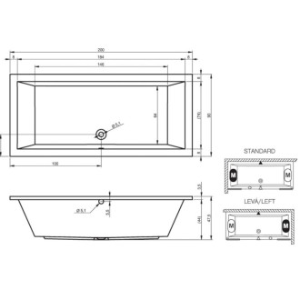 Obdĺžniková vaňa Riho Lusso 200x90 cm akrylát BA6000500000000