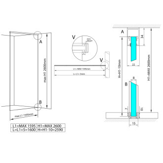 ARCHITEX kalené sklo, L 1200 - 1600mm, H 1800 - 2600mm, šedé ALS1216 41601 ALS1216