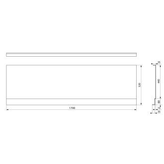 COUVERT NIKA panel čelný 170x52cm, čierna mat 72848.21 53153 72848.21