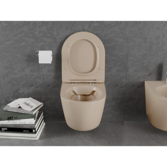 Mexen LENA Závesné WC Rimless vrátane sedátka soft-close cappuccino mat 30224064