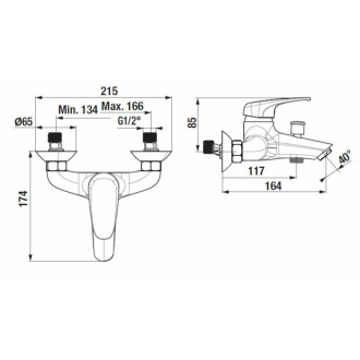 Vaňová batéria Jika Deep bez sprchového setu 150 mm chróm H3211U70044001