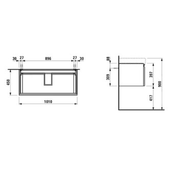 Kúpeľňová skrinka pod umývadlo Laufen Pro S 101x45x39 cm biela lesk H4835520964751