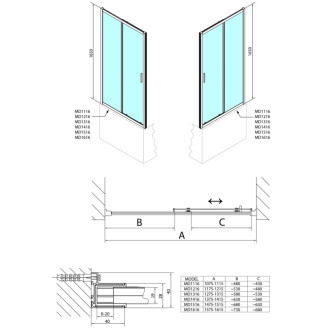 Sprchové dvere DEEP 1100x1650mm, číre sklo Polysan MD1116
