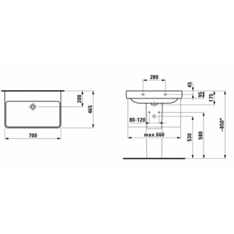 Umývadlo Laufen Pro S 70x46,5 cm bez otvoru pre batériu H8109674001091