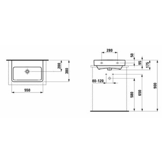 Umývadlo Laufen Pro 55x38 cm bez otvoru pre batériu H8179580001091
