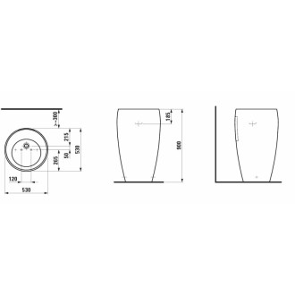 Voľne stojace umývadlo Laufen Alessi One 53x53 cm bez otvoru pre batériu H8119724001091