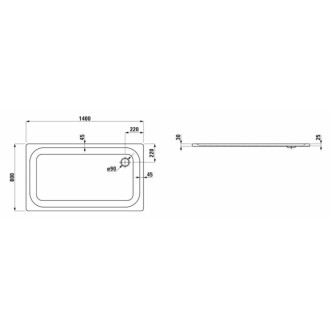 Sprchová vanička obdĺžniková Laufen 140x80 cm smaltovaná oceľ H2150060000401