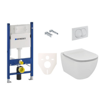 Závesný set WC TESI Ideal Standard + modul Geberit Duofix s tlačidlom Delta 20 biele SIKOGES5F0